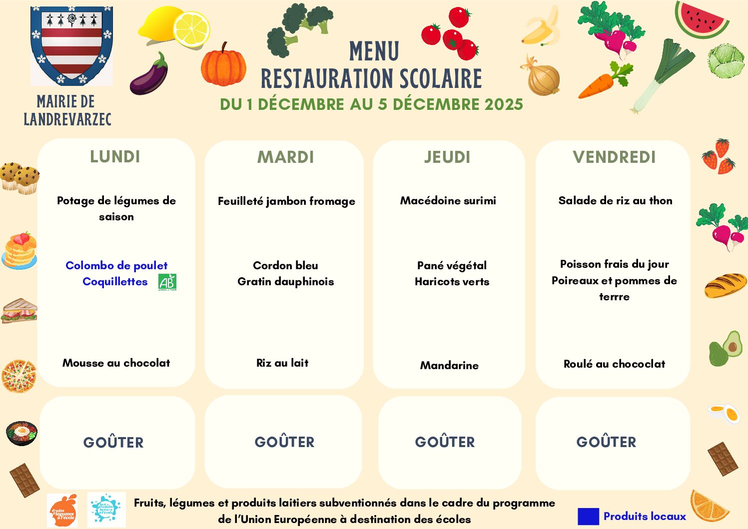 menus du 1er au 5 decembre 2025 pdf - Menus du 1er au 5 décembre 2025 - Kergrist-Moëlou